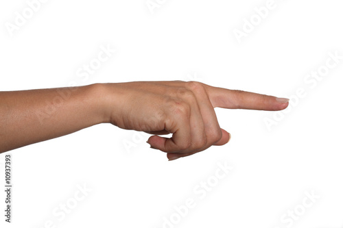 Women's hand on a white background