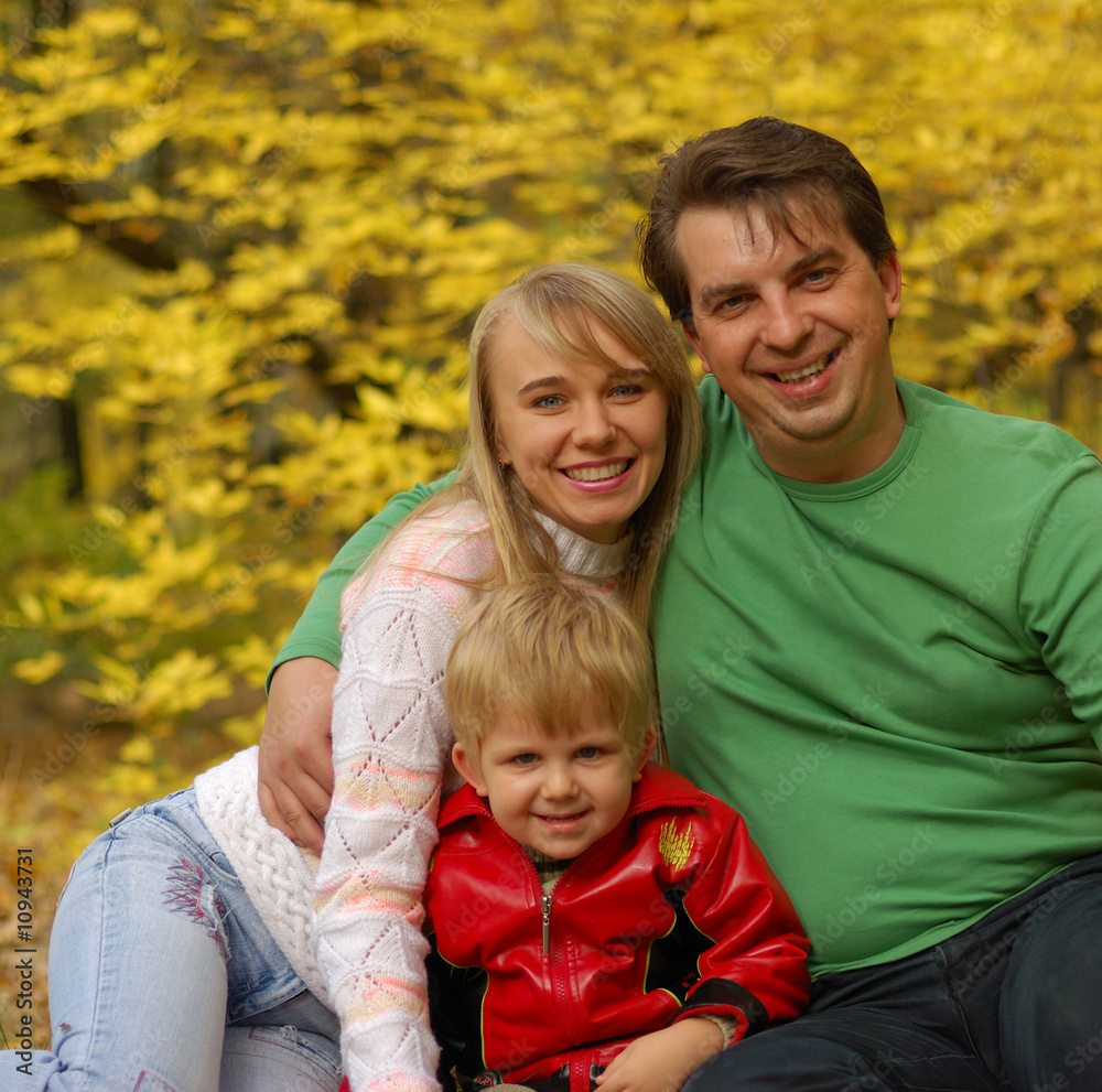 Family in autumn forest Family in autumn forest