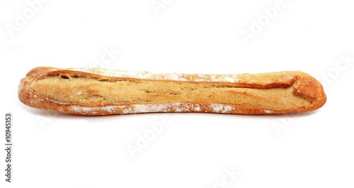 Traditional french bread (baguette), isolated on white