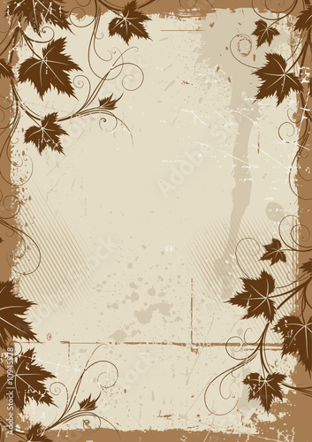 Frame with grapes leaves