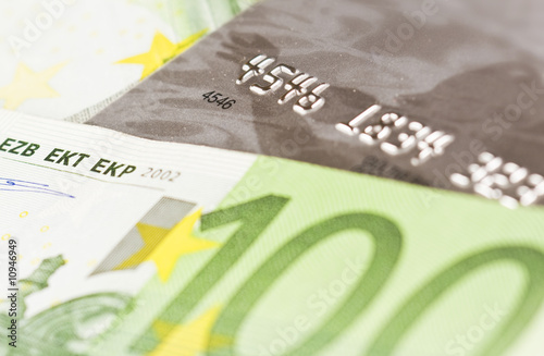 credit card an euro bill