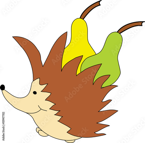 Vector hedgehog with a pear