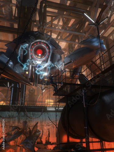 science-fiction robot spider attack