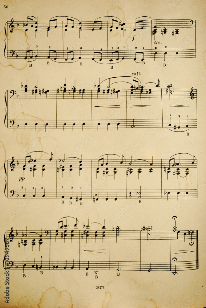 fragment of sheet with music