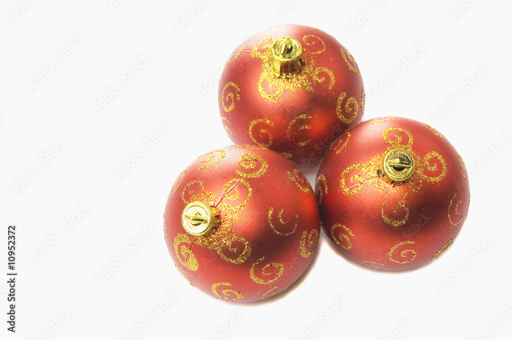Three red christmas balls Three red christmas balls