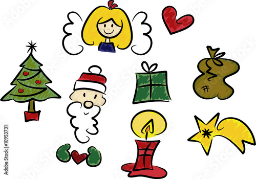 Achtteiliges Set: Weihnachts-Illustrationen, humorvoll