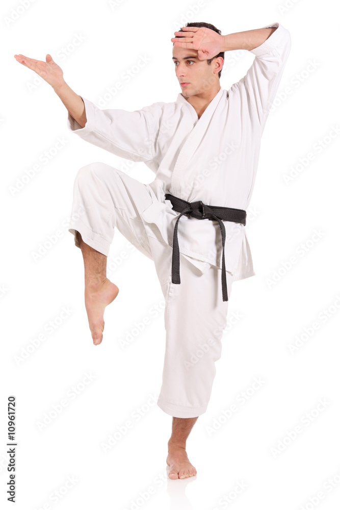 Karate man isolated against white background Karate man isolated against white background