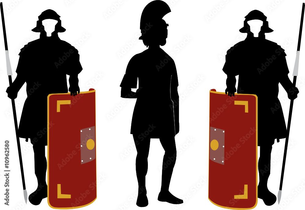 Silhouettes Of Roman Soldiers Stock Vector Adobe Stock