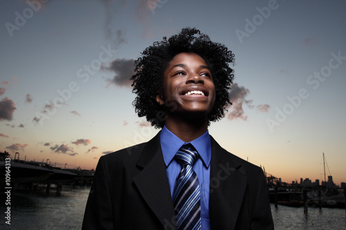 Картината върху платно Businessman on a beautiful sunset