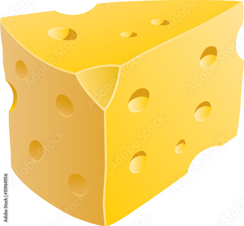 Isolated illustration of a wedge of cheese