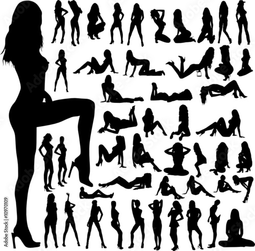sexy girls group vector silhouettes photo