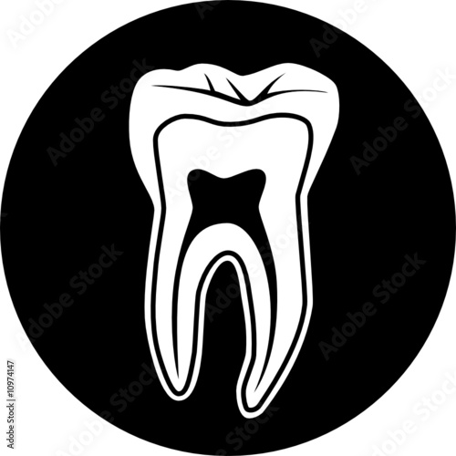 Vector tooth icon. Black and white. Simply change.