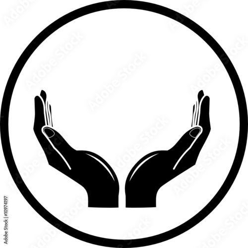Vector hands icon. Black and white. Simply change.
