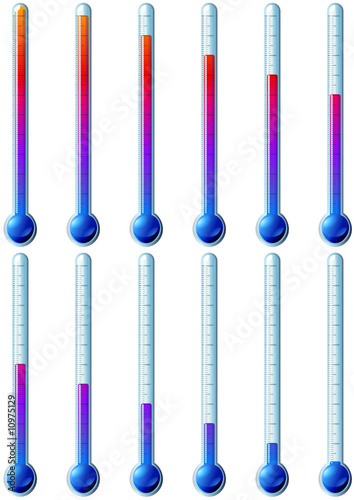 Thermomètres à dégradés bleu rouge (détouré)