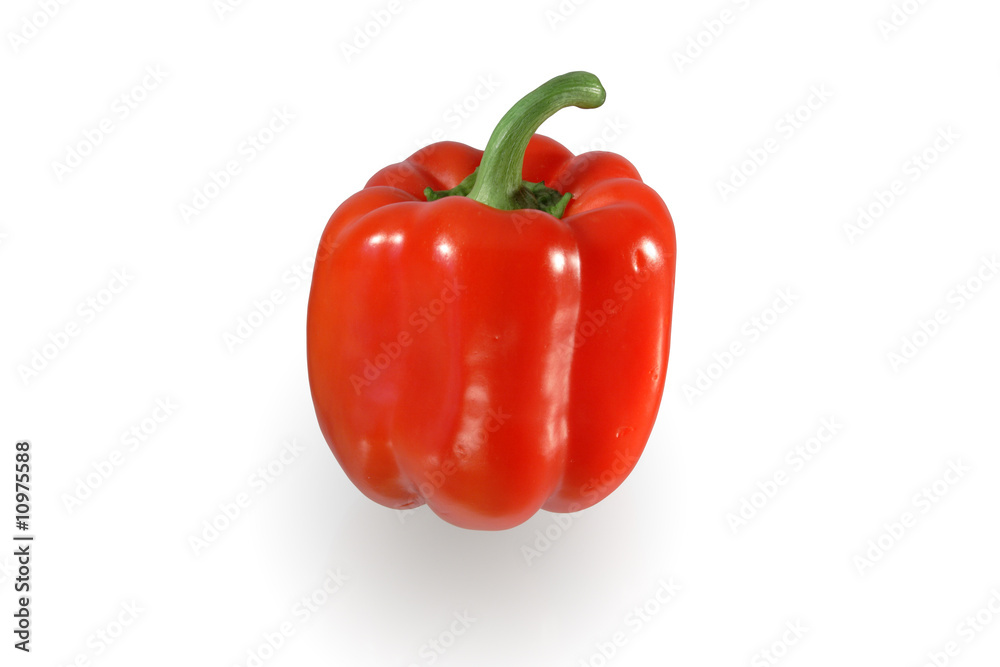 Isolated red sweet pepper standing on white background Isolated red sweet pepper standing on white background