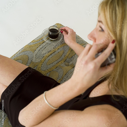 фотографія Blond Drinking Espresso