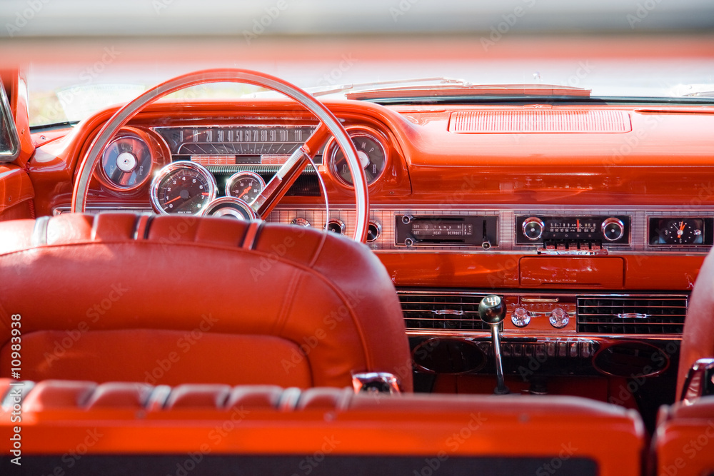 Naklejka premium Classic car with red interior
