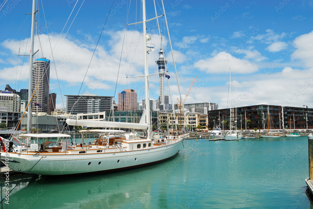 Yacht at Auckland habor, New Zealand