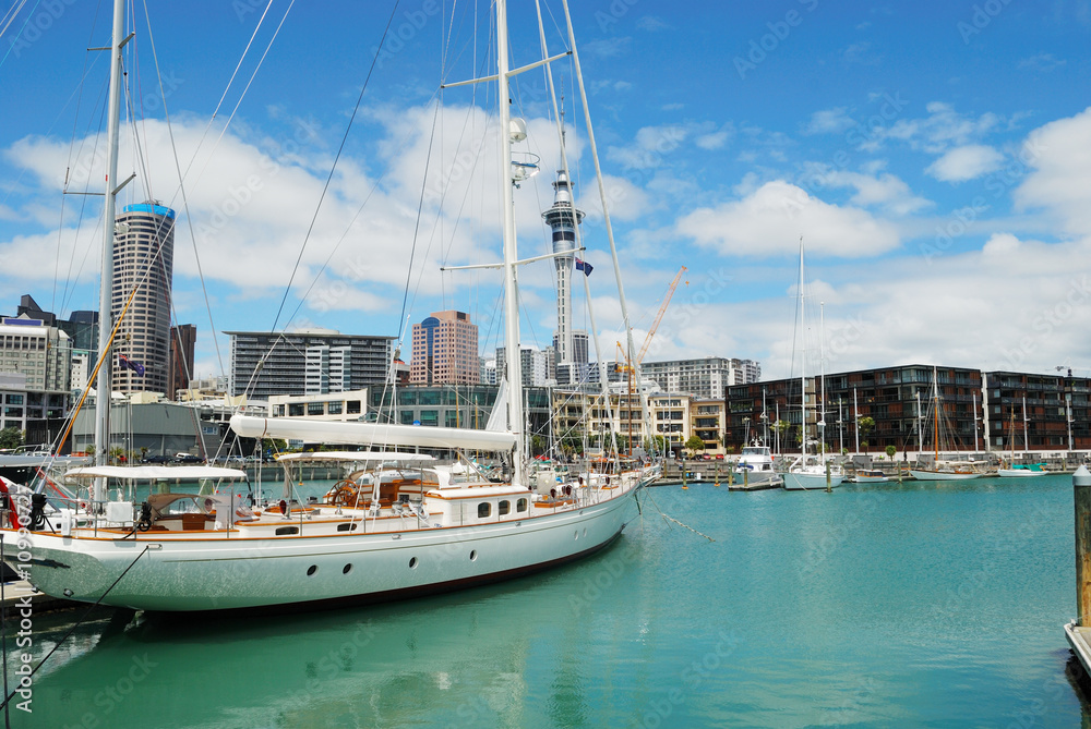 Fototapeta premium Yacht at Auckland habor, New Zealand