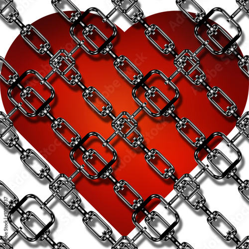 Red heart with chains