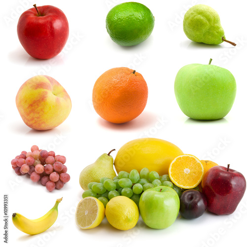 page of fruits isolated on the white