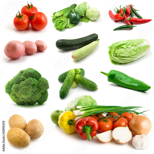 page of vegetables isolated on the white