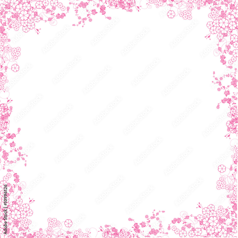 Pink foliage border on white