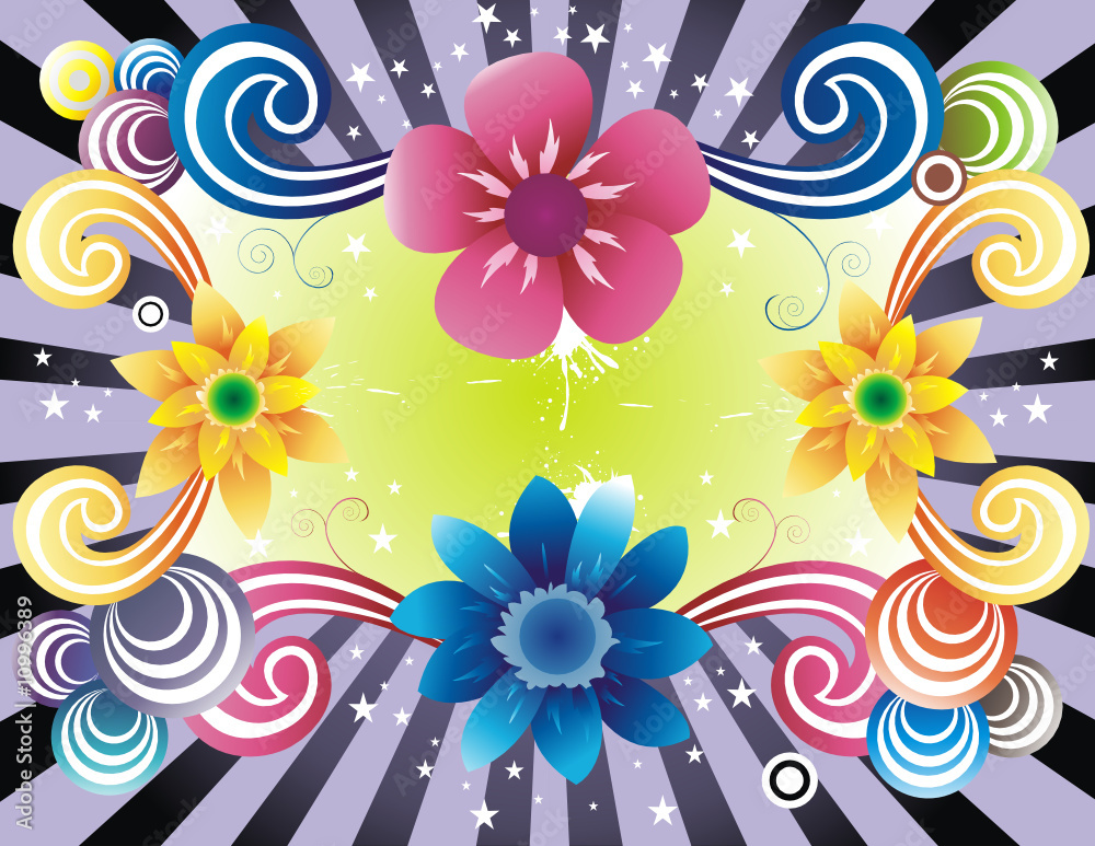 Fototapeta premium Fantasy shapes and flowers vector composition