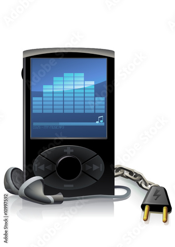 Lecteur MP3 noir et autonomie (reflet)