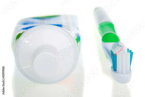 tooth-brush and tube of toothpaste