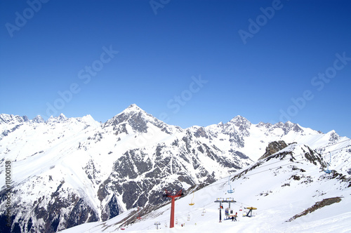 Ski resort. Caucasus Mountains. Dombaj © BSANI