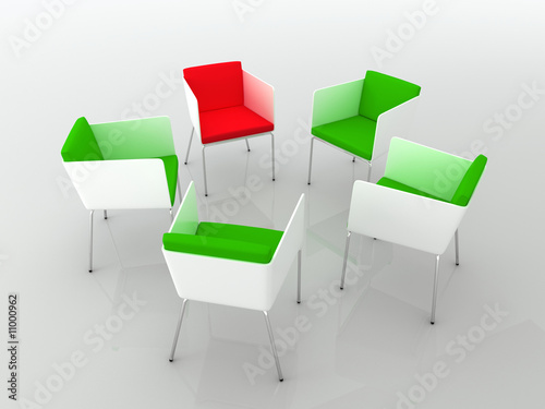 Chairs meeting. 3d rendering