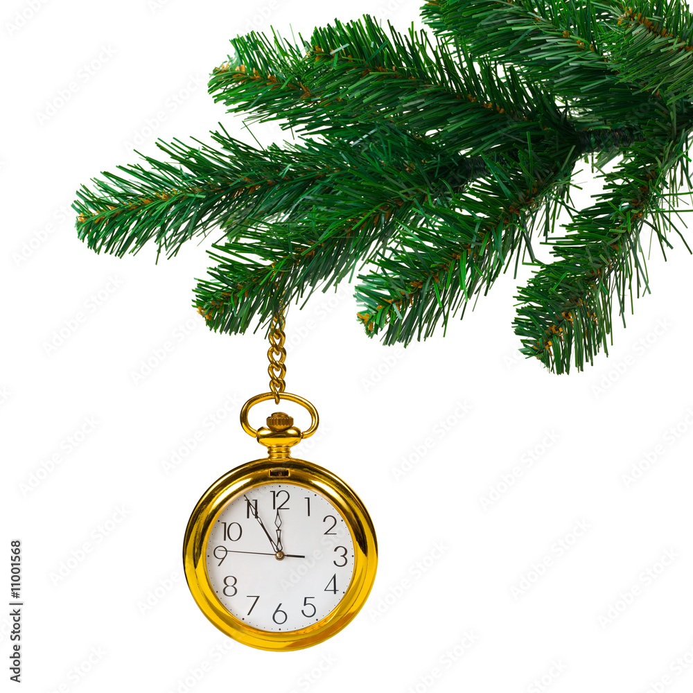 Christmas tree and clock