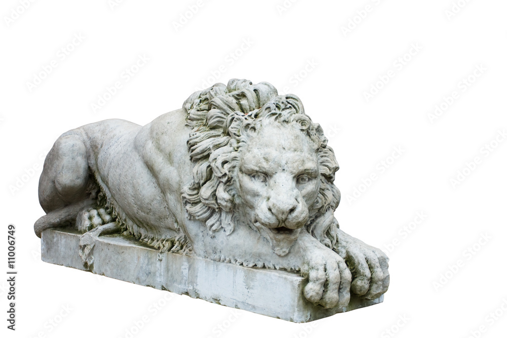sculpture of lion  with clipping path