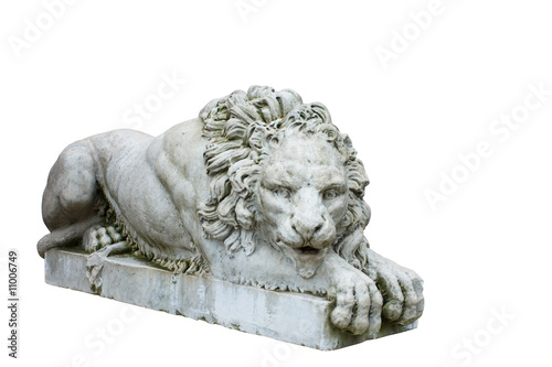 sculpture of lion with clipping path