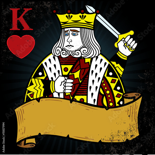 King of Hearts with banner tattoo style illustration
