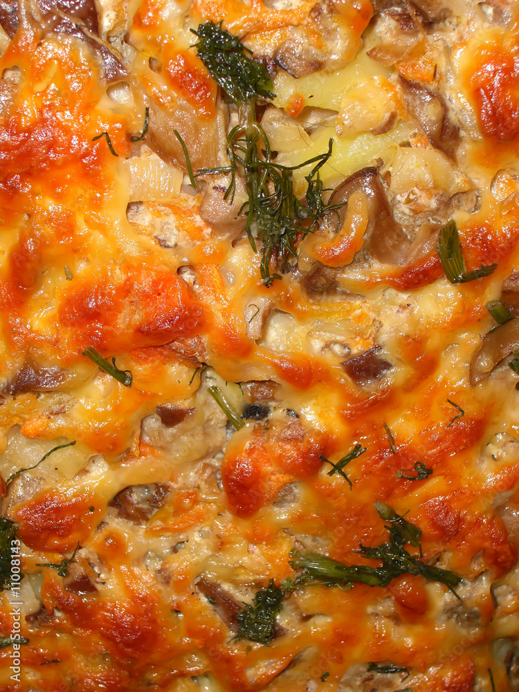 Mushroom and cheese pie background Mushroom and cheese pie background