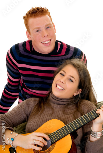 teenage lovers with guitar