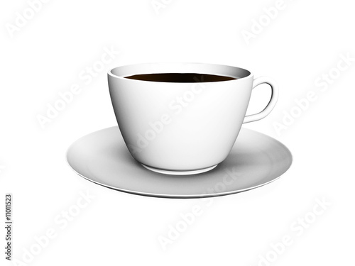 3d cup with coffe isolated on white