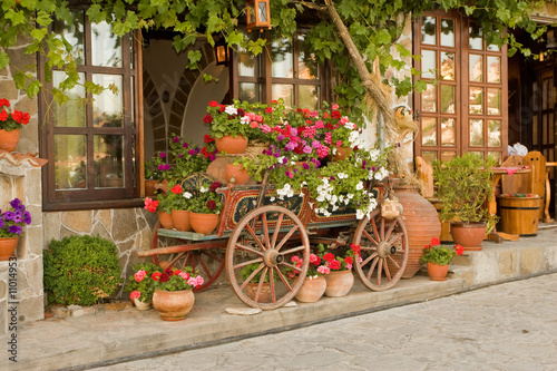Ox Cart with Flowers in Veliko Tarnovo Bulgaria photo