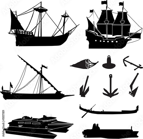 ship silhouette collection vector