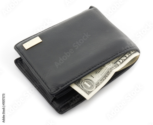 Leather wallet with a one dollar