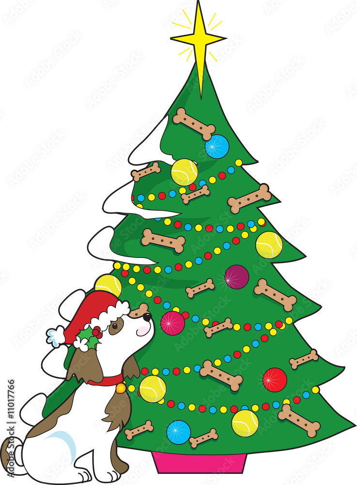 Naklejka premium Doggie Christmas Tree