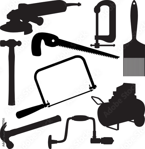 tool collection silhouette vector