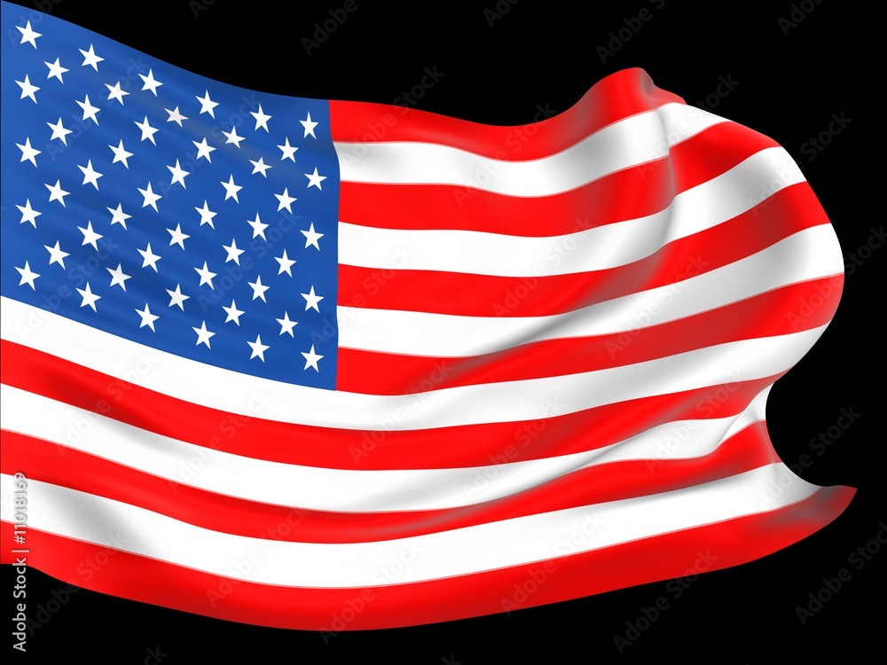 Fototapeta premium American flag with folds and ripples