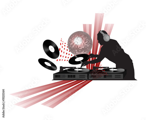 Clip-art with dj and shining disco ball