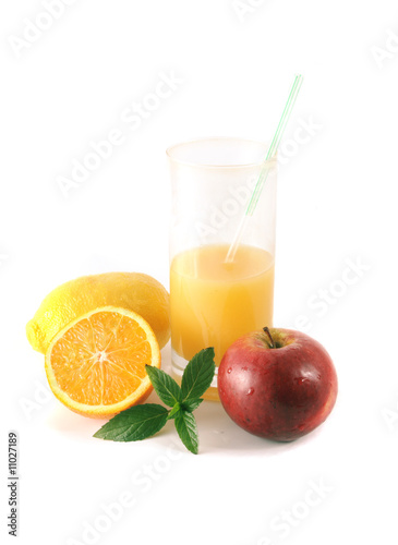 Fruit and glass with juice