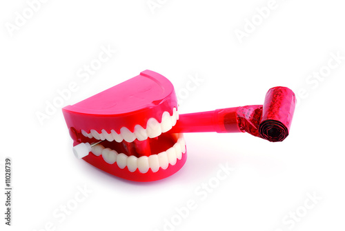 Принти на полотні Chattering teeth with party blower