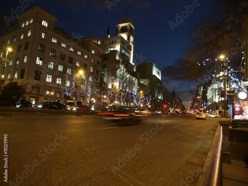 Anochecer en Madrid con luces de Navidad