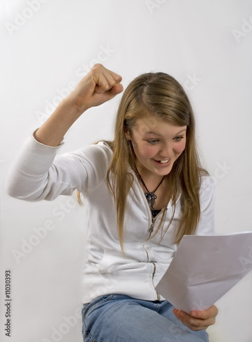 Girl with surprised and happy facial expression photo